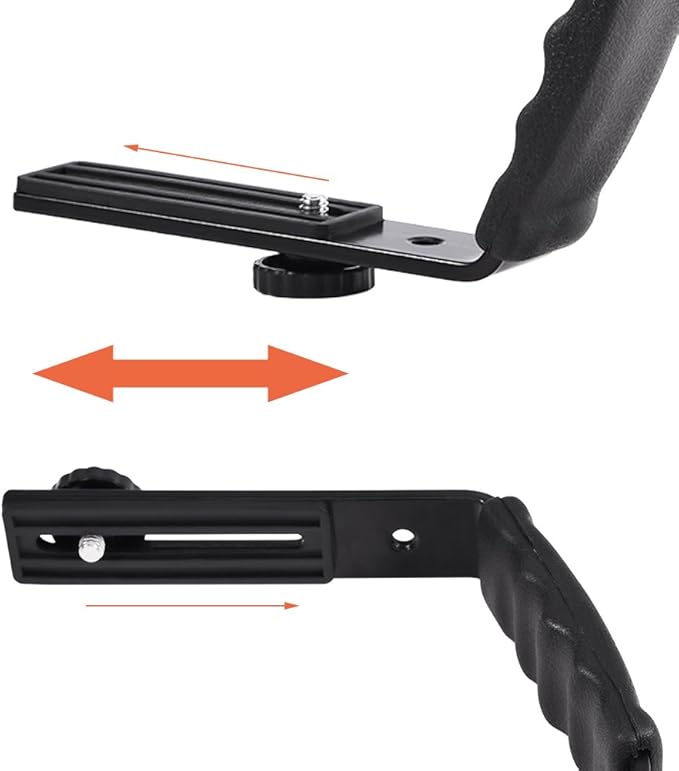 Camera L Bracket Mount Video Grip L Shaped Aluminum Alloy Heavy Duty Camera Bracket Holder with Dual Flash Cold Shoe Mount 1/4" Tripod Screw for DSLR Camcorder