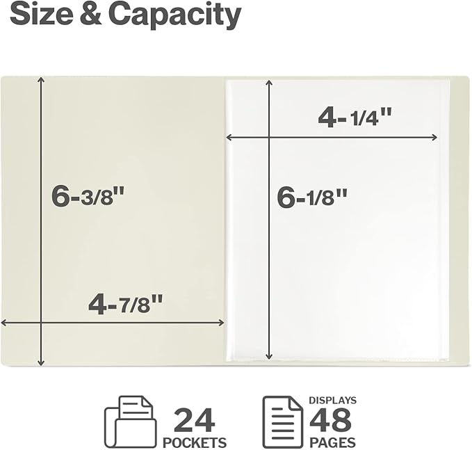 CRANBURY Small Photo Binder 4x6 (Black), 2-Pack 4 x 6 Photo Book, 24 Pockets Shows 48 Pictures, Mini Plastic Picture Album Presentation Binder with Customizable Cover