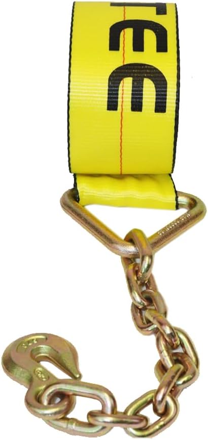 Mytee Products 4" x30' Winch Straps w/Chain, Flatbed tie Down Straps WLL 5400 lbs (10 Pack)