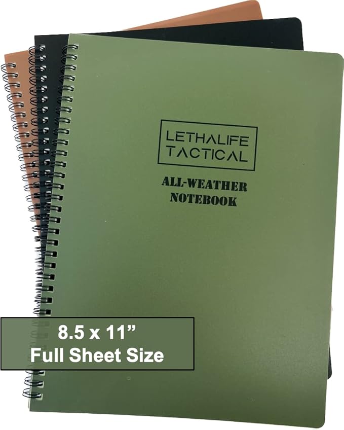 8.5x11 inch All Weather Notepad Writing Pad (Black)