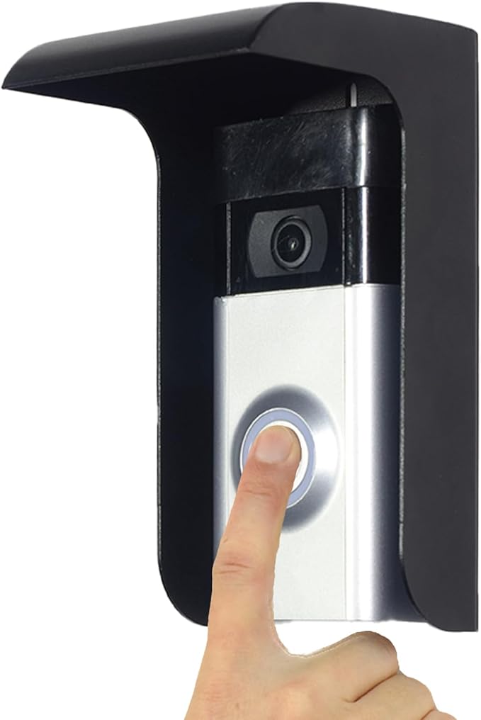 Doorbell Rain Cover,Black Metal Ring Doorbell Protector,Small Video Doorbell Shield,Outdoor Access Control Keypad Cover for Most Camera Doorbells