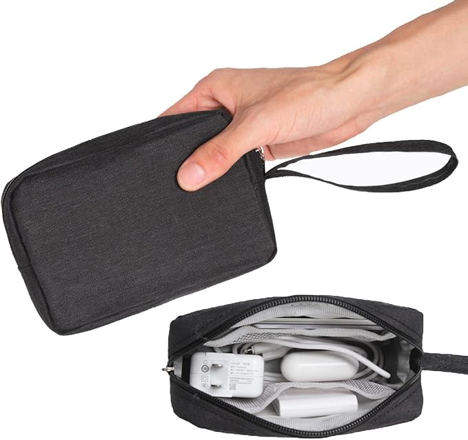 2 Pieces Small Zippered Pouch, Portable Electronics Soft Organizer, Little Toiletry Carry Bag Mini Cosmetic Makeup Bag, Coin Purse Wallet, Travel Accessories Make up Case for Purse,Storage Black