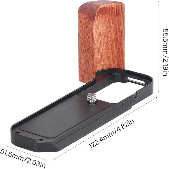 Camera Quick Release Plate Wooden Handle L-Bracket with Cold Shoe Adapter for Compact Digital Camera Tripod Tripod Mounting