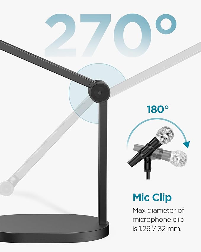 InnoGear Studio Mic Stand, Pack of 2 Max Load 2.64 lb Microphone Arm Desk Mount Desktop Microphone Stand for Fifine AM8 K669B Blue Yeti HyperX QuadCast SoloCast AT2020, Webcams Cameras, Black