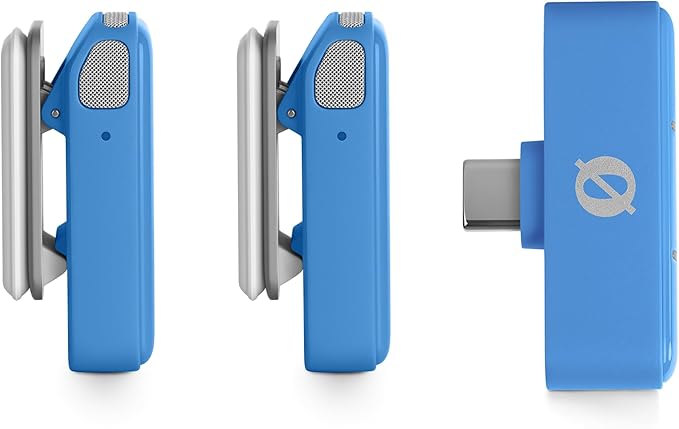RØDE Wireless Micro - Compact Wireless Microphone, Two Mics with Charge Case for Smartphone Content Creation - USB-C, Blue