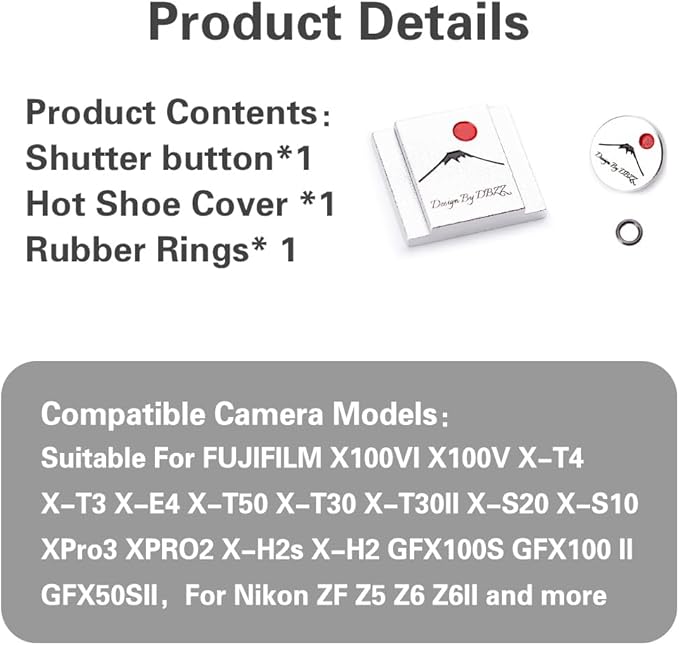 Hot Shoe Shutter Button Set, Soft Release Button,Suitable for FUJIFILM XT5 XT4 XT3 XT30 XT20 X100V X100F XT100 X-E3 X-PRO2 X-PRO3 (Mountain)