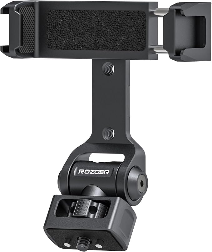 360° Phone Clip Mount with 1/4"-20 Screw & Locating Pins for Arri, Rotatable Phone Holder with 3 Cold Shoes for LED Lights, Mics