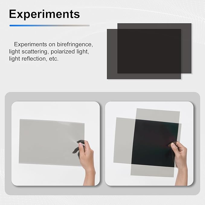 Selens Polarizer Film 7.8x11.8 inch Non-Adhesive Polarized Film Sheets for Physics Education, Photography, Screen 4Pcs