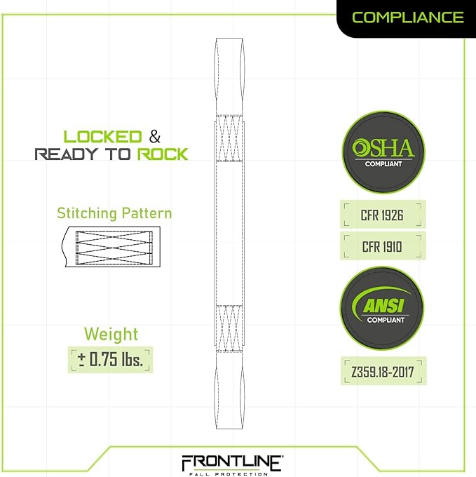 Frontline COS06L Concrete Embed Anchor Strap with Looped Ends 6' | ANSI & OSHA Compliant | Pour-in Disposable Anchor | 310 lbs. Capacity | Color Orange/Black