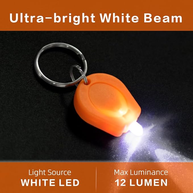 10 Pack Ultra Bright Mini LED Keychain Flashlight, Small Key Ring Flashlight, Portable LED Keychain Light for Outdoor Activities Emergency Light - Orange Shell