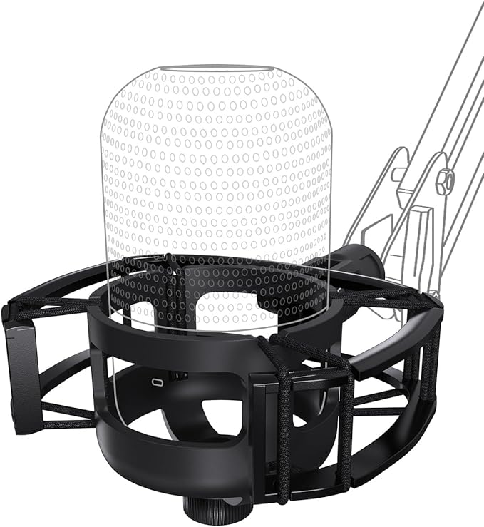 Custom Built for Razer Seiren Shock Mount Anti-Vibration Suspension Elastic Shock Mount Holder Clip Mics Stand with Screw Adapter Compatible with Razer Seiren V3 Mini USB V2 Microphone