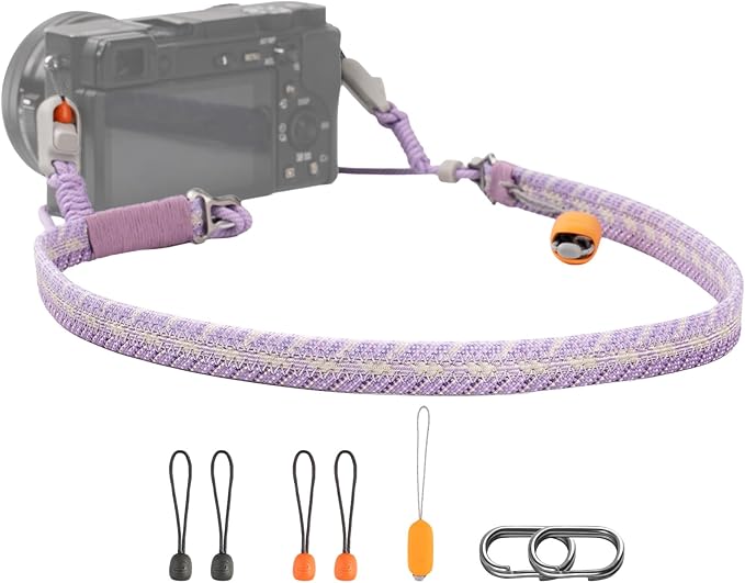 PGYTECH Camera Shoulder Strap Slim Trendy Style, Quick Release Braided Rope Camera Strap Holds 66.1lb, Adjustable Neck Straps for Compact Camera/Mirrorless/Phone for Young Photographers, Lilac Purple