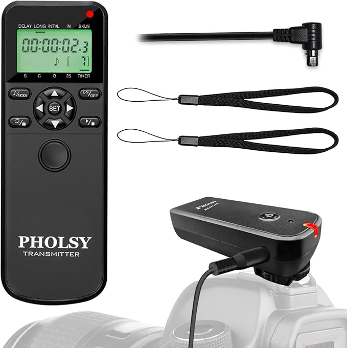 PHOLSY Intervalometer for Canon EOS 5D Mark IV, 5D, 6D, 7D II, 1DX II, R5, R3, 50D, 40D, 30D, 20D, 10D, D60, D30, TC-80N3 Remote Shutter Release & Timer Control