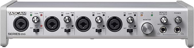 Tascam SERIES 208i 20 IN/8 OUT USB Audio Interface with MIDI, DAW Recording Software for Songwriting, Podcasting, Recording