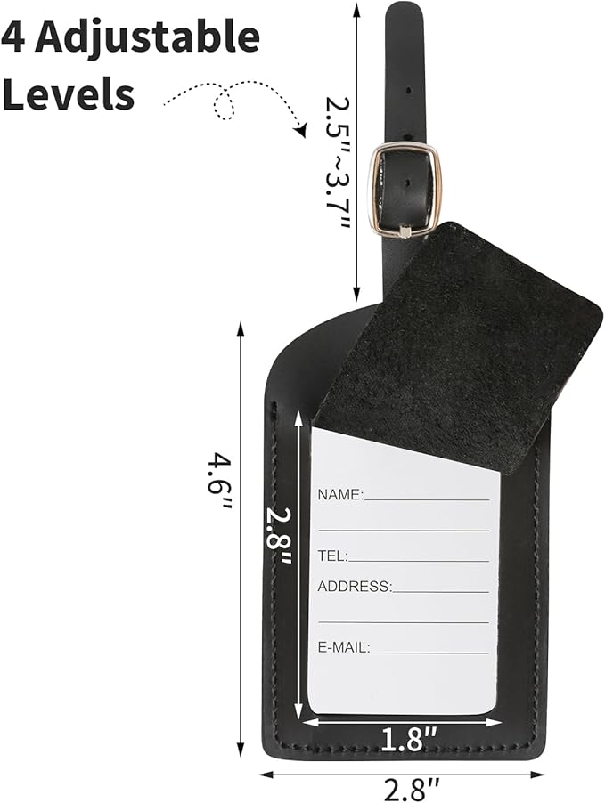 Ringsun Genuine Leather Luggage Tag for Suitcases ID Tags Bag Tags for Luggage (2 Pack)