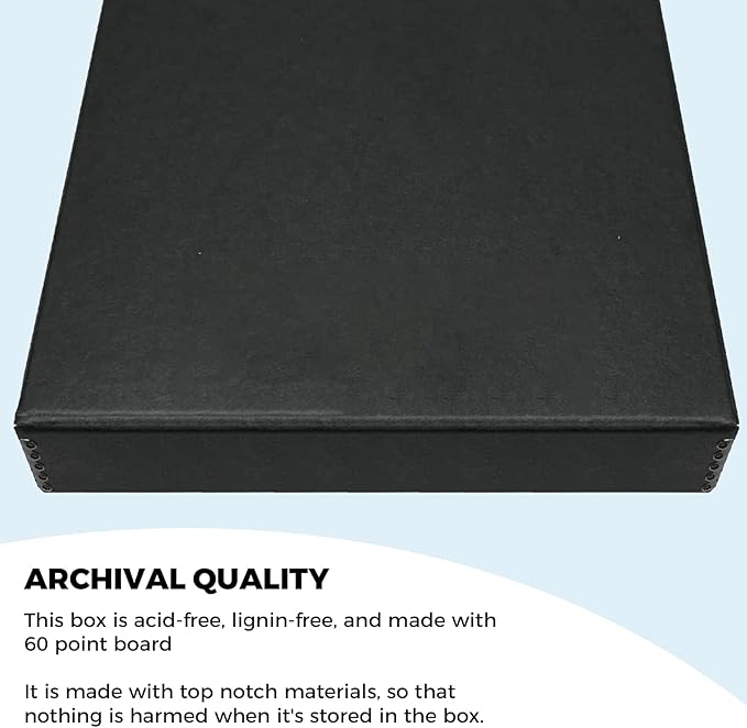 Golden State Art, Archival Folio Storage Box 11x14, Clamshell Design with Metal Edge, Preserve And Store Photos Documents Cards Prints Arts Crafts DIY, Black