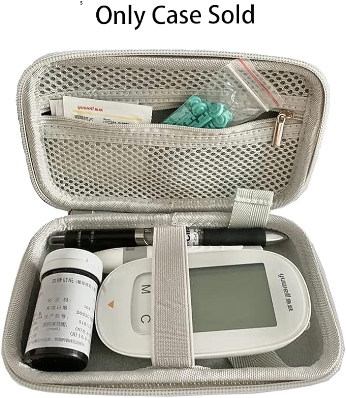 Hard Shell Diabetic Supply Bag Diabetes Travel Case Organizer For Blood Glucose Monitor Testing Kit with Meter, Blood Sugar Test Strips, Lancets, Lancing Device, Alcohol Wipe (A-Black, Small)