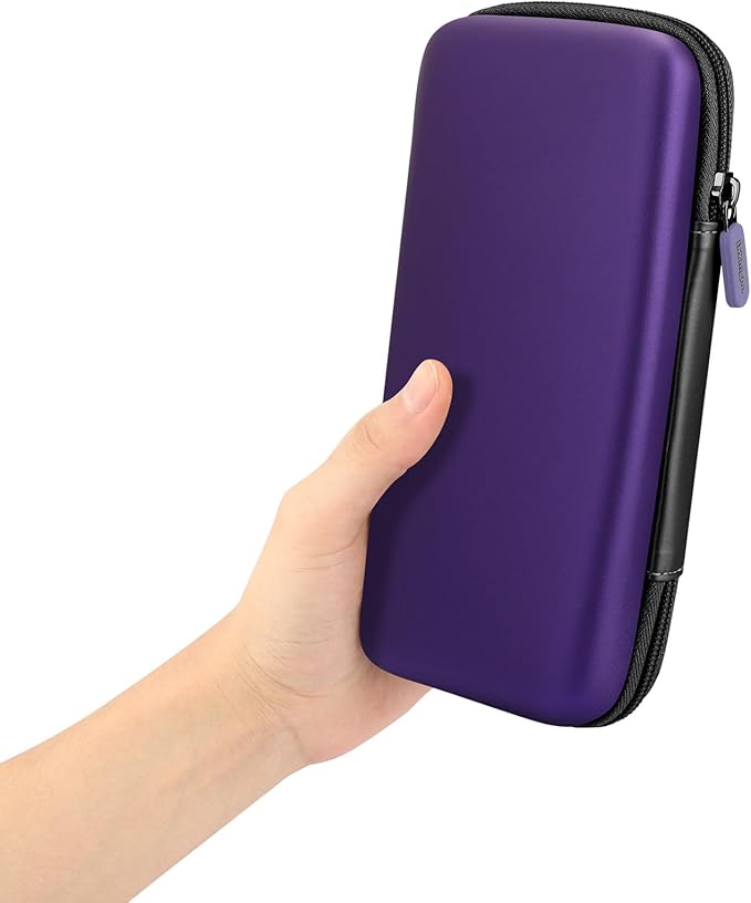 iMangoo Travel Essentials Electronics Organizer Charger Case Portable Dual Zipper Shockproof Pouch Tech Purse Cord Cable Pouches Power Bank Storage Accessories Bag for Women Men, 8.5x4.5x2 Purple
