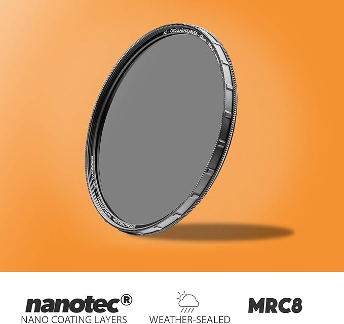 67mm X2 CPL Circular Polarizing Filter for Camera Lenses - AGC Optical Glass Polarizer Filter with Lens Cloth - MRC8 - Nanotec Coatings - Weather Sealed by Breakthrough Photography