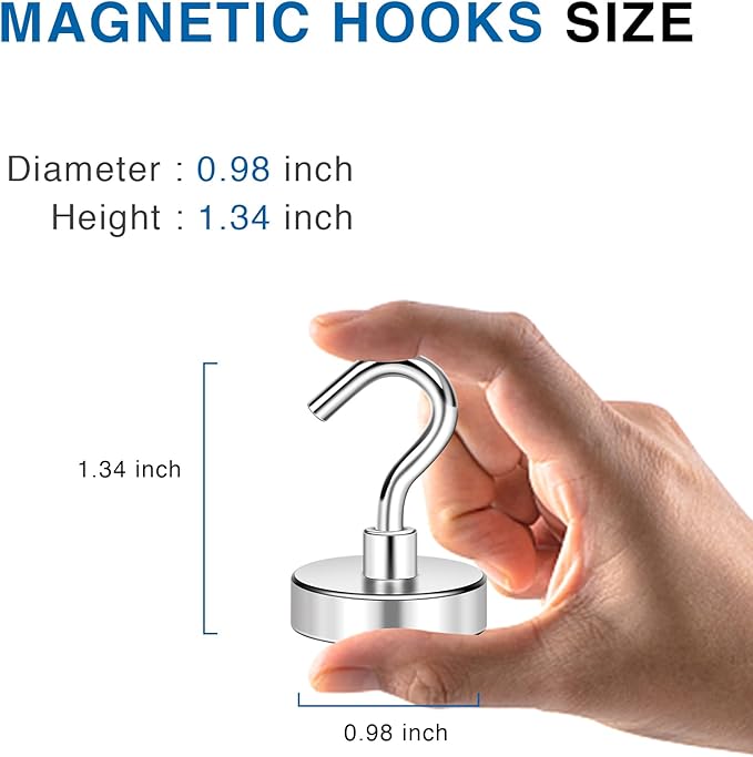 LOVIMAG Magnetic Hooks Havy Duty, 85LBS Strong Magnetic Hooks for Refrigerator, Neodymium Magnet Hooks for Hainging,Magnetic Hanger for Wall, Locker, Cruise Cabins, Grill, Metal Door- 6 Pack