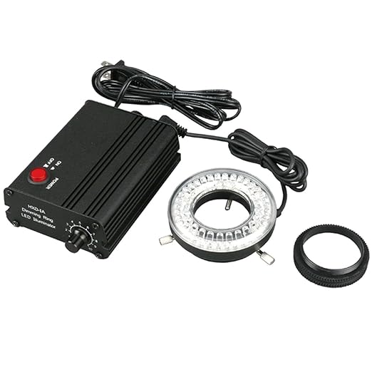 AmScope LED-80MB 80-LED Microscope Ring Light Black with Metal Body and Adapter