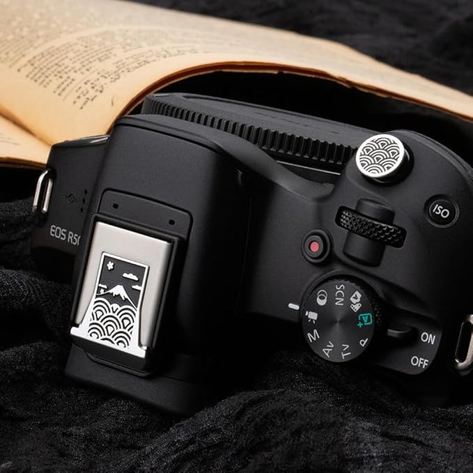 Sea of Clouds Camera Metal Hot Shoe Cover Shutter Buttons Protector Set for Canon EOS R RP R3 R5C R5II R6II R7 R8 R50 (Aluminum Alloy-Set)