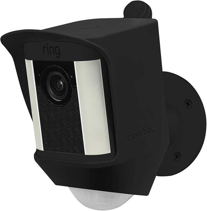Fintie Silicone Case for Ring Spotlight Cam, Soft Silicone Weather Resistant Protective Skin Cover for Ring Spotlight Battery HD Security Camera, Black