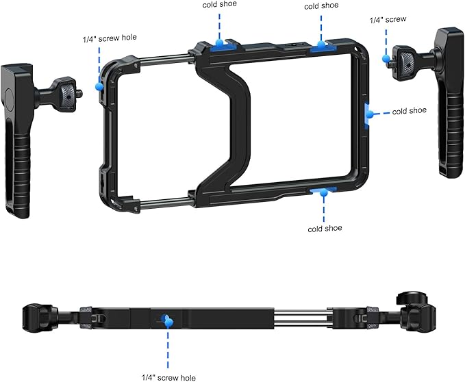 Upgraded Universal Smartphone Video Rig with Handles 67mm Filter Adapter Anti Drop, Phone Cage Stabilizer for Video Recording, Handheld Filmmaking Vlog Case Stabilizer for Videomaker