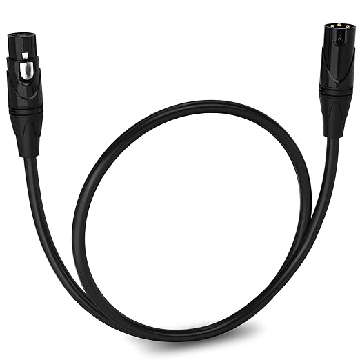 LyxPro 1.5 Feet XLR Microphone Cable Balanced Male to Female 3 Pin Mic Cord for Powered Speakers Audio Interface Professional Pro Audio Performance and Recording Devices - Black
