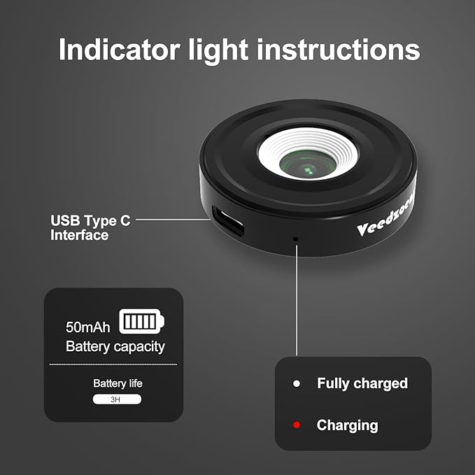 45X Mini Pocket Microscope Lens with 2-Level Adjustable LED Light for iPhone Android Smartphones, 17mm Thread Universal Lens Clip, USB-C Data Cable, Compatible with SmallRig and NEEWER Phone Cage