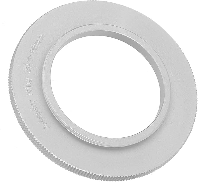 Filter Step Down Ring, 49mm Filter to 39mm Camera Stepping Down Lens Filters Adapter Silver Aluminum Alloy Ring Accessory