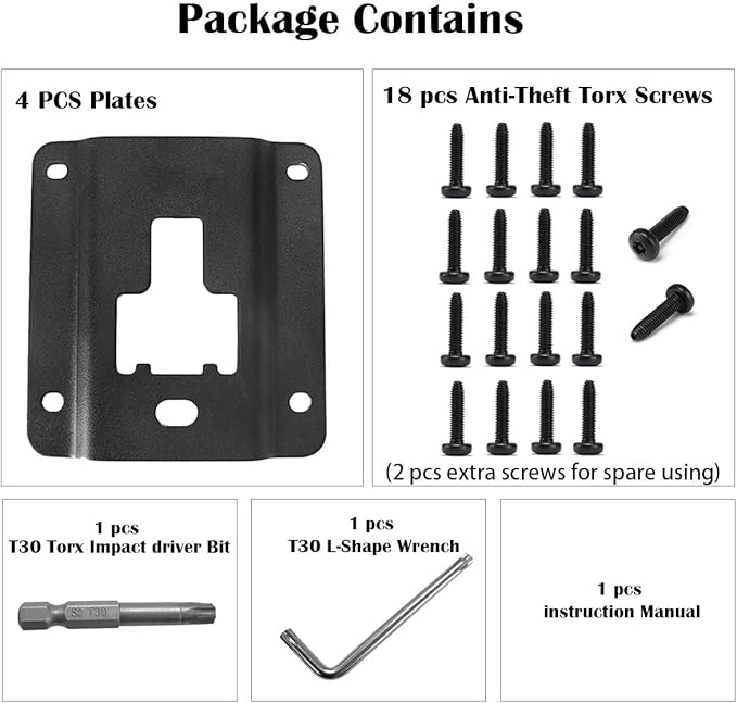 Auovo 4pcs Truck Bed Cargo Tie Down Brackets Plates for Ford F150 F250 F350 2015-2024 2025 2026 Replacement of FL3Z-9928408-AB Bed Load Hook Reinforcement Panel Accessories