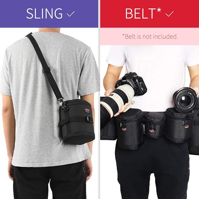 BPAULL Camera Lens Case DSLR Camera Lens Bag Fits for Canon Nikon Pentax Sony Olympus Panasonic and Other Camera Lens
