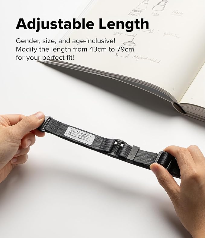 Ringke Lanyard Strap [Adjustable Neck Shoulder Crossbody Strap] [One-Touch Buckle] for Phone Case, Camera, Keys, USB Flash Drive, and ID Badge - Graphite