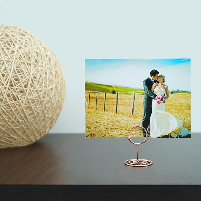 Jofefe 20Pcs Table Number Holders, Place Card Holder, Mini Table Card Holders, Cute Picture Holder Photo Holders for Wedding Reception Party, Table Centerpieces (Rose Gold)