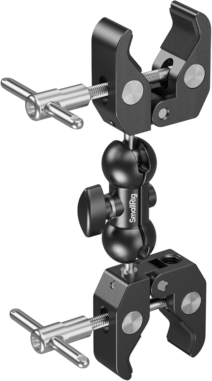 SMALLRIG Adjustable Double Clamp Mount, Dual Head 15-40mm Anti-Slip Clamp, 1.5kg Aluminum Alloy Clamp for Photography Lighting/Tripod/Studio - 5331