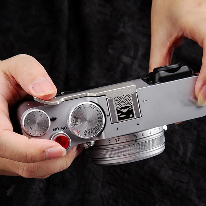 Metal Thumb Grip with Hot Shoe Cover for Fujifilm X100V/X100VI Sea of Clouds Pattern Camera Hot Shoe Thumb Hand Grip (Finger Grip Kit - Aluminum)