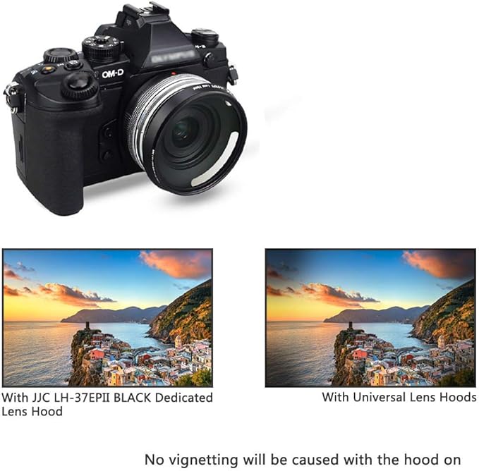 JJC 37mm Screw-in Lens Hood Shade for Olympus M.Zuiko Digital ED 14-42mm EZ and Panasonic Lumix G Vario 12-32mm ASPH on OM-D E-M10 III/II, DMC-GX85/GX850 - Black