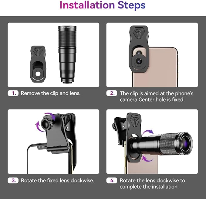 APEXEL 6 in 1 Phone Lens Kit - 22x Telephoto Lens, 205° Fisheye Lens, 120° Wide Angle Lens & 25X Macro Lens(Screwed Together), Compatible with iPhone,Samsung,Pixel