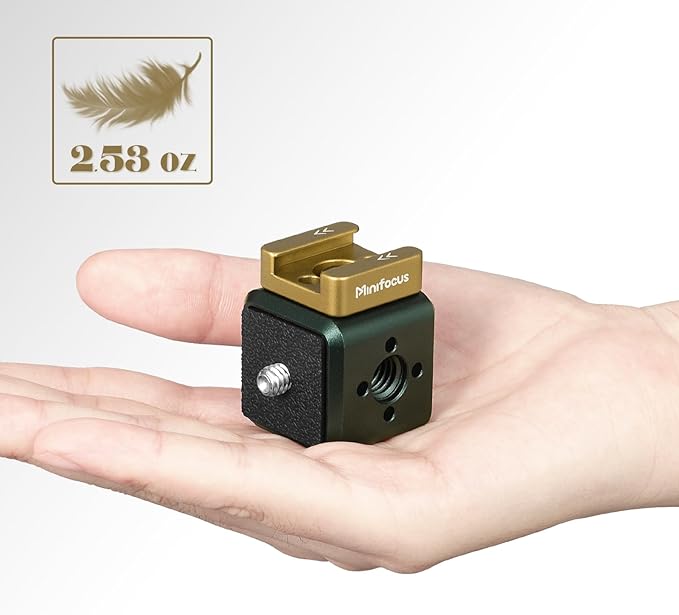 MINIFOCUS Multi-Hole Screws Adapter with Cold Shoe Mounts, Aluminum Thread Mounting Post/Block with 1/4'' & 3/8'' Thread Hole and Arri-locating Hole for Tripod, Magic Arm, Microphone, Camera Cage