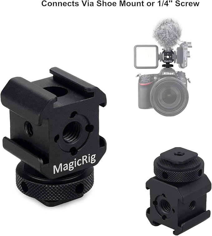 3-Side Cold Shoe Mount Adapter Camera Hot Shoe Bracket for Flash Light, LED Video Light, Microphone, Monitor Mount