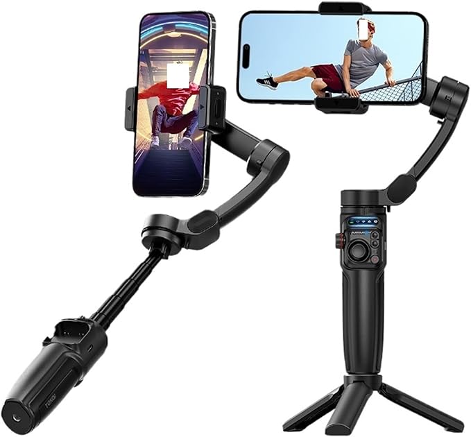 3-Axis Gimbal AI Tracking Stabilizer，Compatible for Smartphone Anti-Shake Shooting Video Extendable Selfie Stick, with Mini Tripod(Option 3)