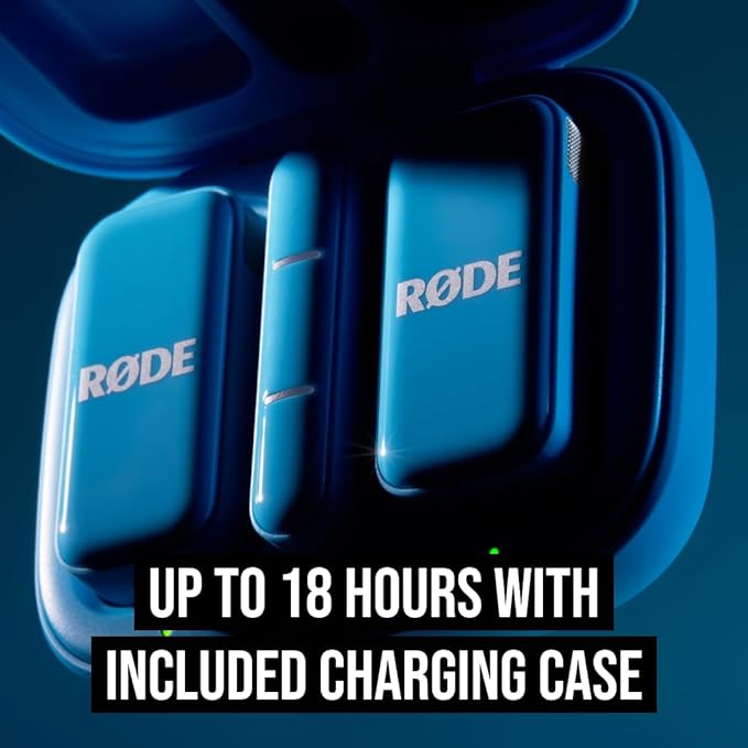 RØDE Wireless Micro - Compact Wireless Microphone, Two Mics with Charge Case for Smartphone Content Creation - USB-C, Blue