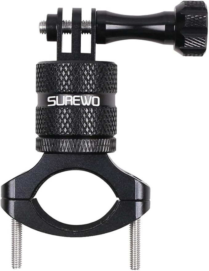 SUREWO Bike Mount for Action Cameras, Aluminum Handlebar Mount Compatible with GoPro Hero 13/12/11/10/9/8/7/6/5 Black, GoPro Max, DJI Osmo Action 5/4/3/2, Crosstour and More