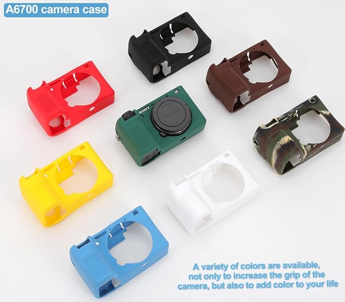 Pocoukate Case for Sony Alpha 6700 Camera, Soft Silicone Protective Cover Skin with A6700 Screen Protector Accessories for Sony Alpha 6700 Camera Silicone Case - Deep-Green