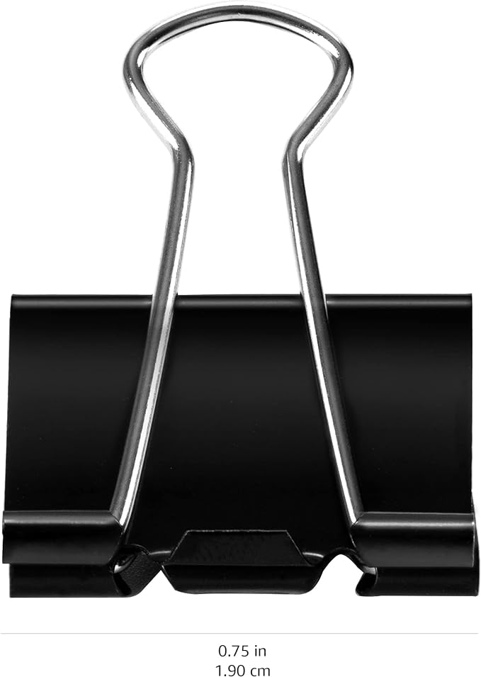 Amazon Basics Sturdy Binder Clips for Office Use, 144 Count (12 Pack of 12), Small, 0.75 in, Black