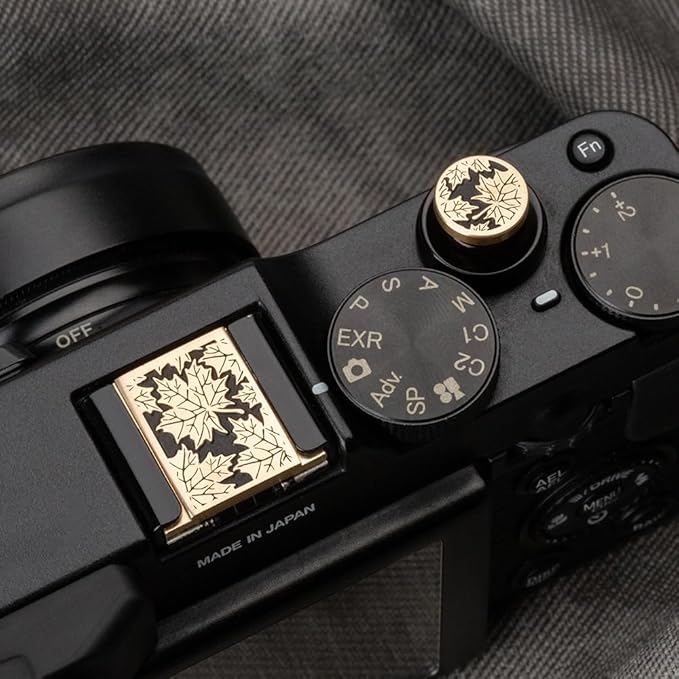DBZZ Leaf Camera hot Shoe Cover and Camera Shutter Button for Nikon zf for Fujifilm X-T5 X-T4 X-T3 X-T30 II X-T20 X100VI X100V X100 X-PRO3 X-PRO2 X-S20 X-S10 (Brass Leaf Set)