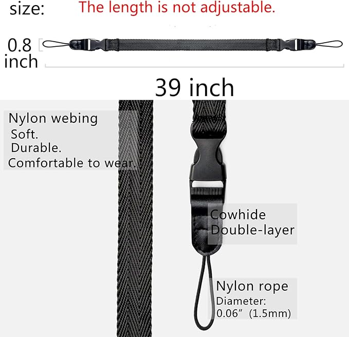 Camera Neck Strap/Thin Washable Soft Camera Strap or Binoculars Strap,39 Inch,Black