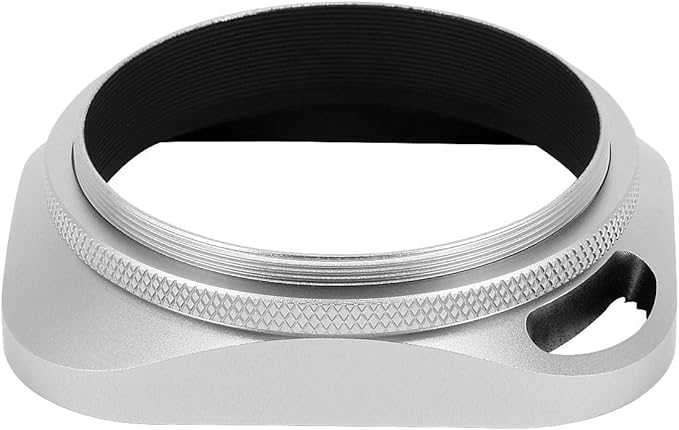 Haoge LH-W55P 55mm Square Metal Screw-in Lens Hood Hollow Out Designed with Cap for Leica Rangefinder Camera with 55mm E55 Filter Thread Lens Silver