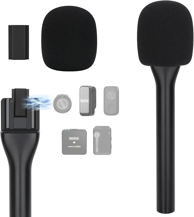YOUSHARES Handheld Interview Microphone Holder for Hollyland Lark M2 - Iron Magnetic Slide Rail fits Hollyland Lark A1/MAX/150 & Rode/DJI Magnetic Lavalier Wireless Mics